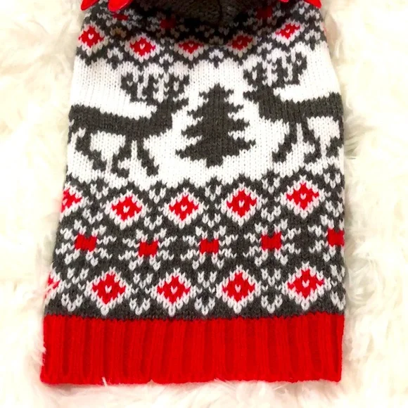 New Pup Crew reindeer knit dog sweater with antler hood.  Size XS.  Cute! - Picture 4 of 12